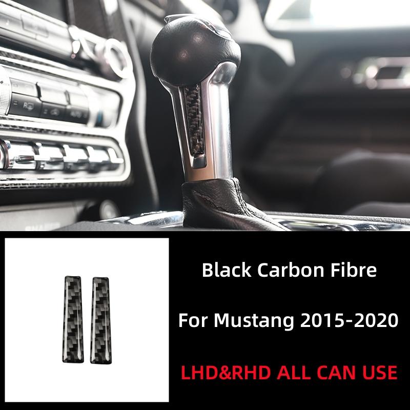 Для Ford Mustang GT 2015- Аксессуары Углеродное волокно Внутреннее убранство автомобиля Рычаг переключения передач Обе стороны Накладка Накладка Наклейка Декаль Декор