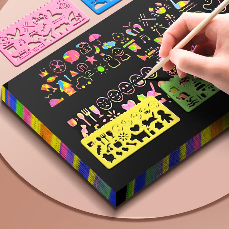 1 Set Children Diy Graffiti Book Montessori Educational Toys Rainbow Magic Scratch Off Paper For Kids Arts Scraping Painting Toy
