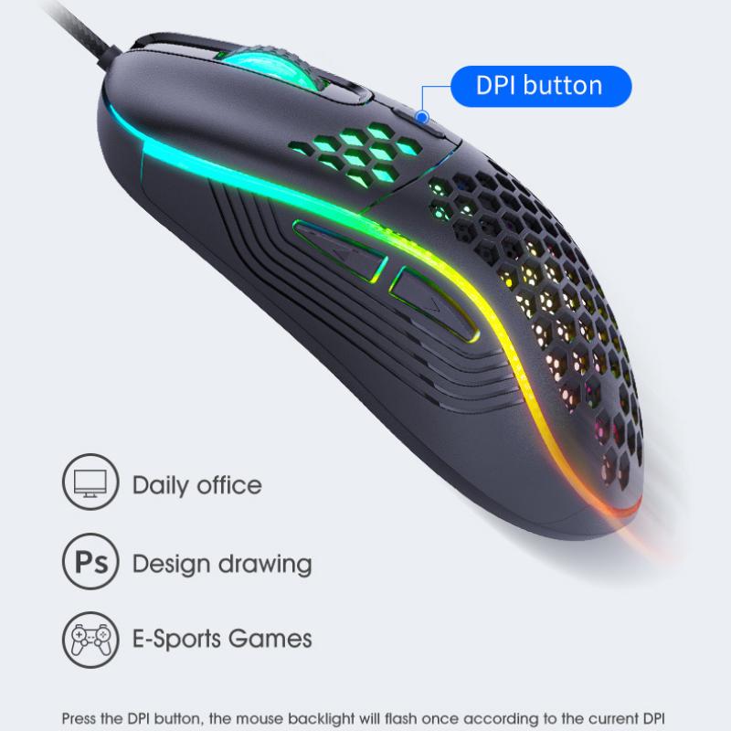Проводная USB игровая мышь, механическая мышь, USB светящаяся мышь, 7200 точек на дюйм, регулируемая оптическая геймерская мышь для ПК, компьютерных игр