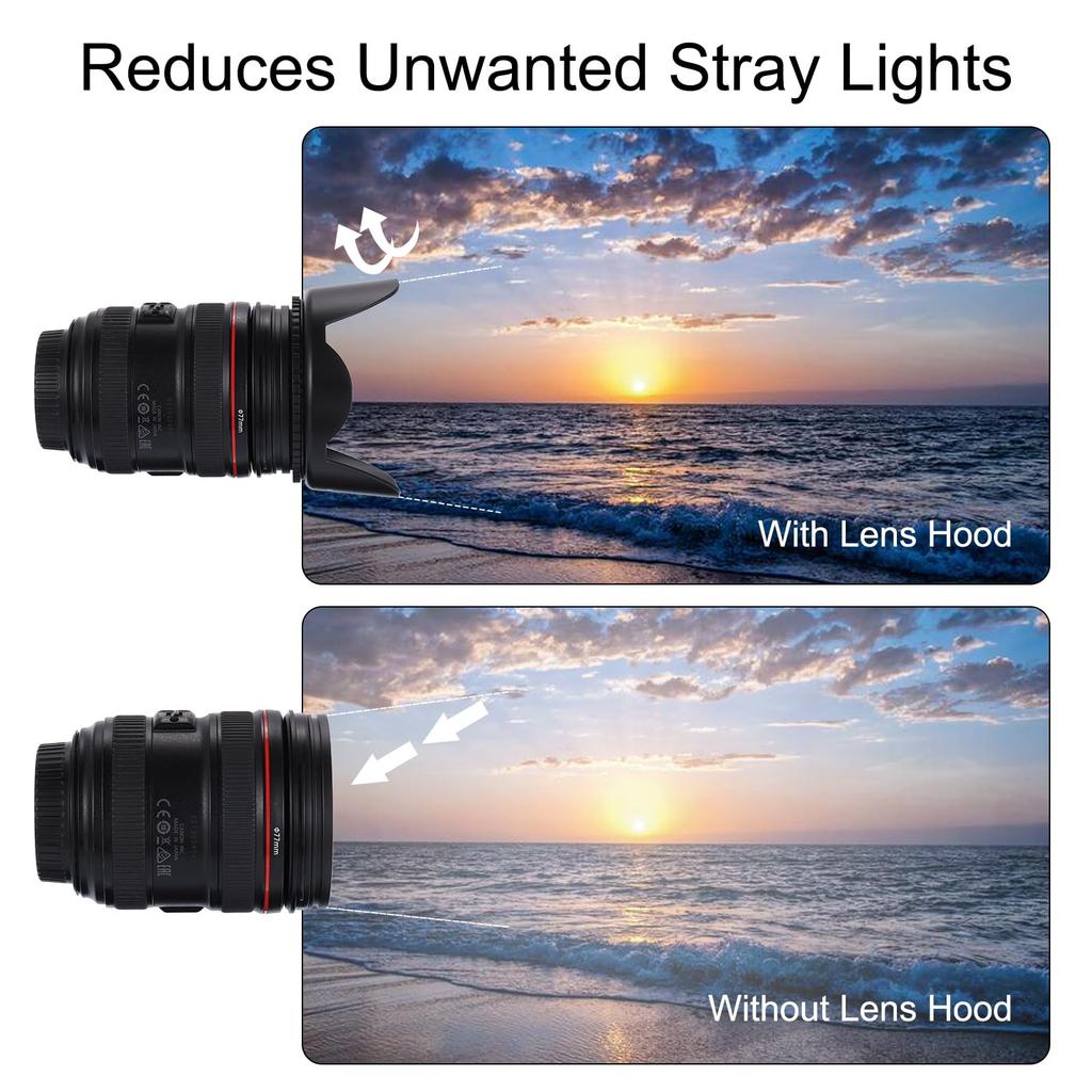 PATIKIL 77mm Camera Lens Hood with Cleaning Cloth Reversible Flower Lens Hood Protector Blocks Excess Sunlight To Reduce Lens Flare and Glare To