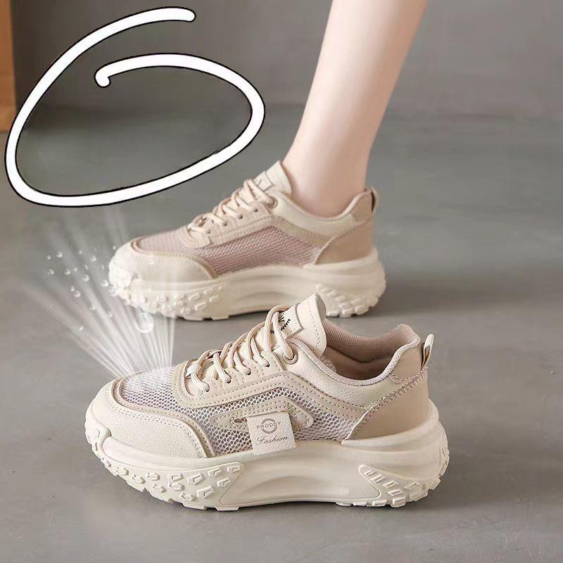 Women's Shoes New Versatile Single Mesh Sneakers Students Platform Dad Shoes Summer Hollow Out Maternity Shoes