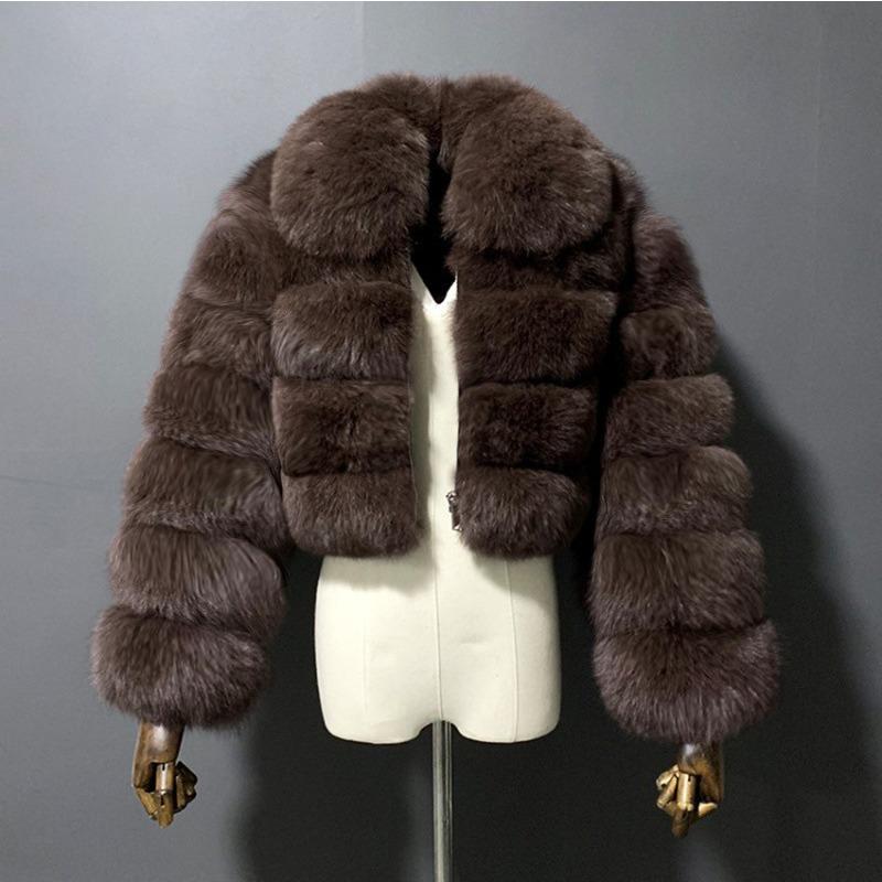 Imitation Fox Fur Jacket Women's Lapel Long-sleeved Fur Splicing Top