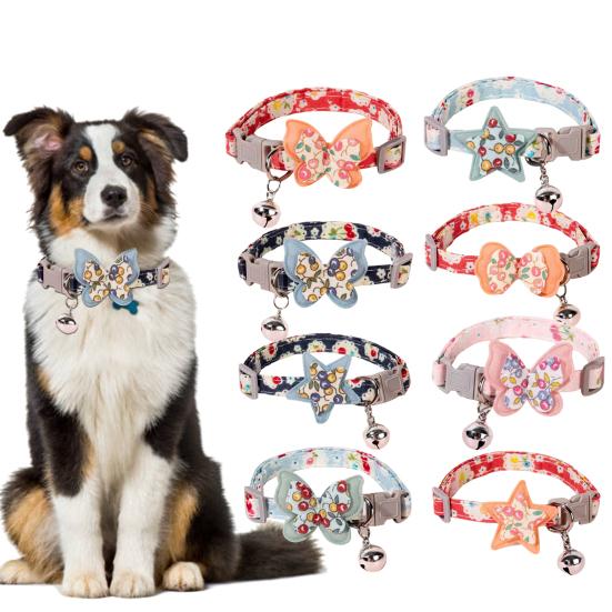 Ошейник для кошек с подвеской в виде колокольчика, дизайн в виде бабочки и звезды, регулируемый ошейник для котенка