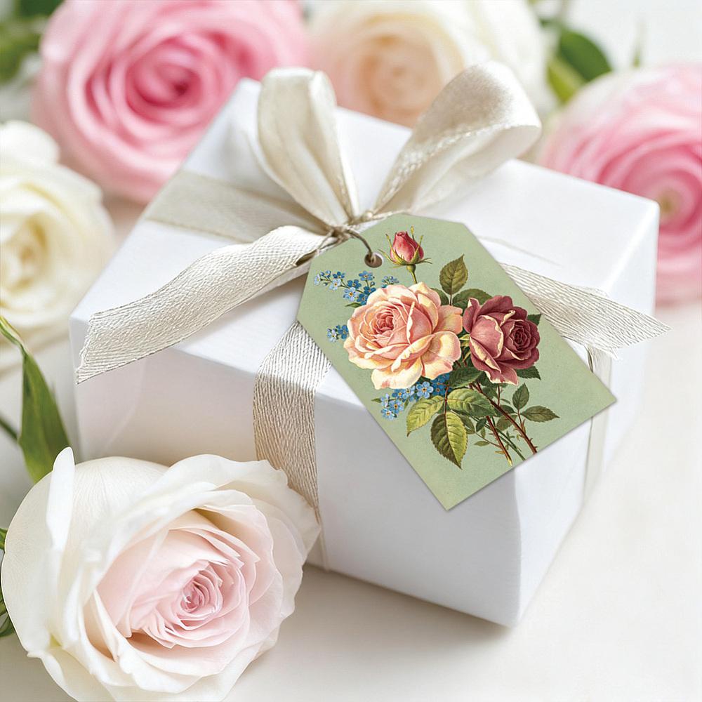 1set 80pcs 4 styles Printed Paper Thank You Gift Tags Rectangle Flower 7.7x5.1cm Hole: 5mm 20pcs/style