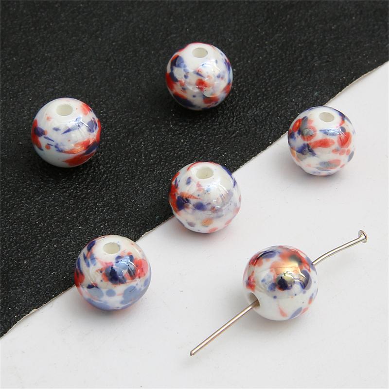 20 шт., 12 мм, керамические гладкие круглые бусины с узором всплеска чернил, для изготовления ювелирных изделий, очаровательное украшение «сделай сам»