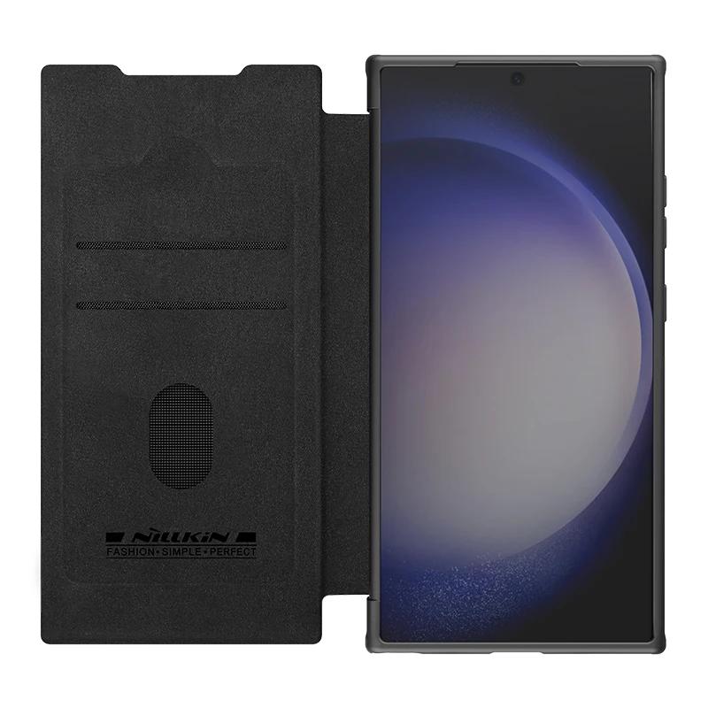 Чехол для Samsung Galaxy S24 Ultra NILLKIN Кожаный Чехол-подставка Qin Prop Чехол со шторкой для камеры Для Samsung S24 Plus Чехол-книжка