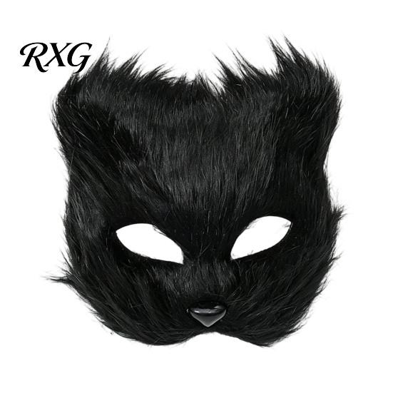 Lightweight Half-face Fox Mask Long Fur White Half Face Mask, Halloween Masquerade Cosplay Costume Accessories Elegant Fairy for Ancient Style