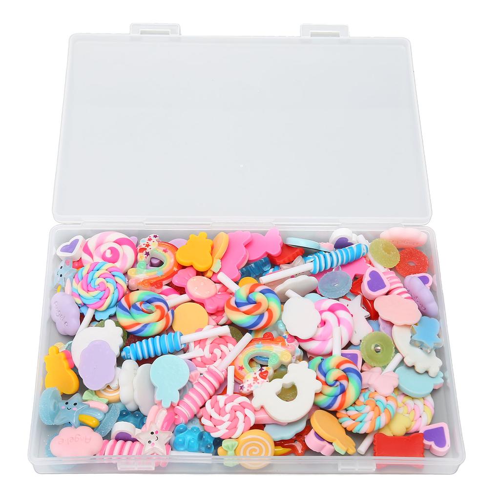 120Pcs Slime Charm Candy Design Plastic Cartoon Charm DIY Accessory for Crafting