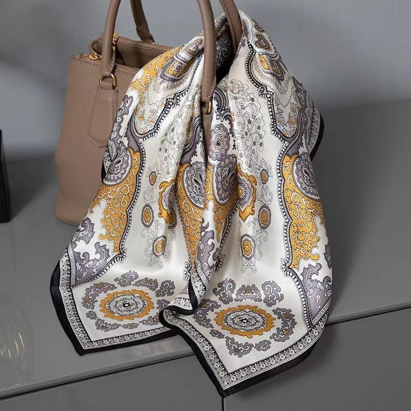 Three-dimensional Letter Printing New Small Square Scarf Accessories Silk Scarf Career Dress Neckerchief Versatile Silk Scarf