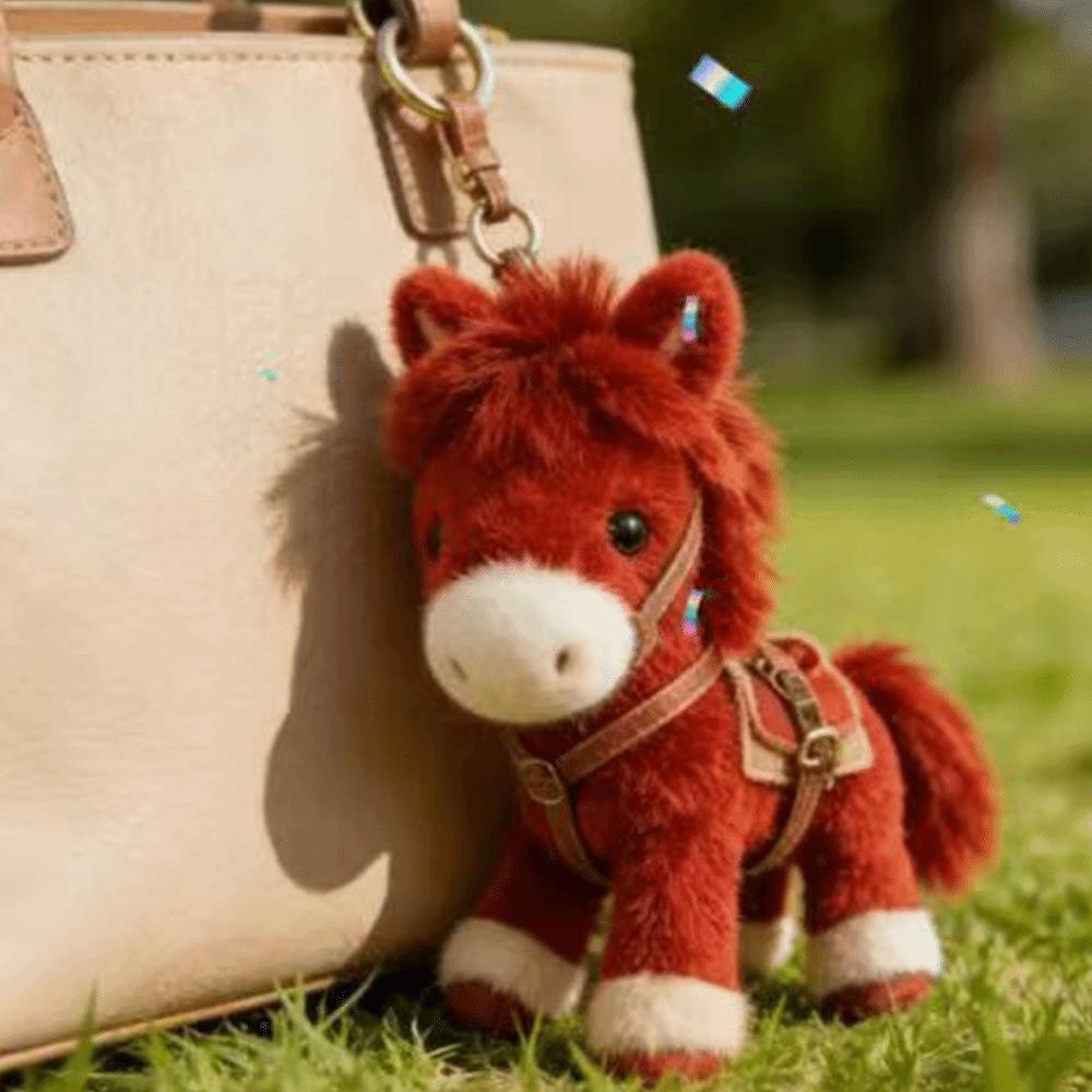 Cartoon Style Plush Horse Keychain Mini Pony Plush Pony Keychain Backpack Decoration