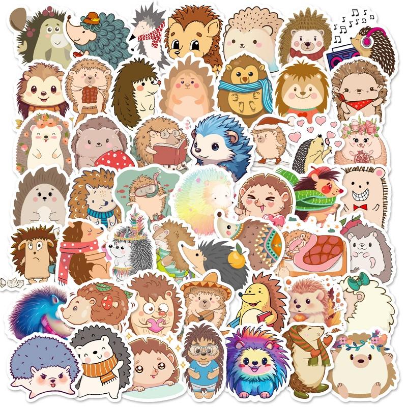 10/30/50PCS Cartoon Hedgehog PVC Sticky Sticker Aesthetic DIY Decoration Scrapbooking Hand Accounting Supplies for Kids