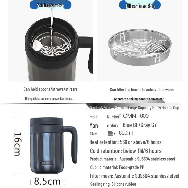 Термокружка Thermos TCMN-600 из нержавеющей стали, с изоляцией, для офиса