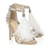 Fashion Women Sandals Summer Sexy Pumps Rhinestone Zipper Feather High Heel Apricot Women Wedding Pumps Shoes Size 34-43