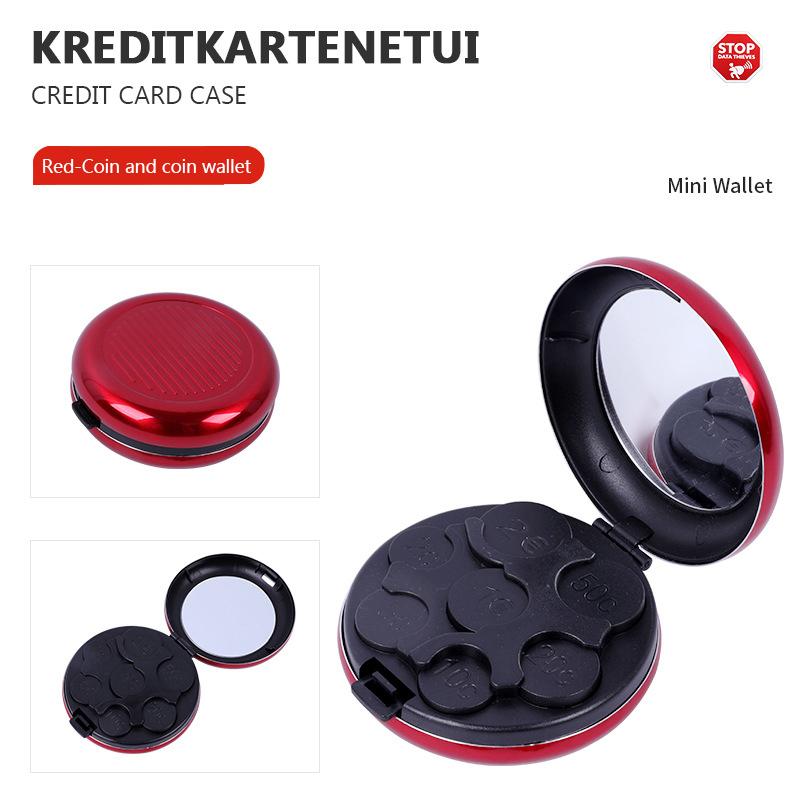 Модный креативный мини-коробка для хранения евромонет с зеркалом, портативный дорожный круглый кошелек из алюминиевого сплава с нулем евро, кошельки для монет