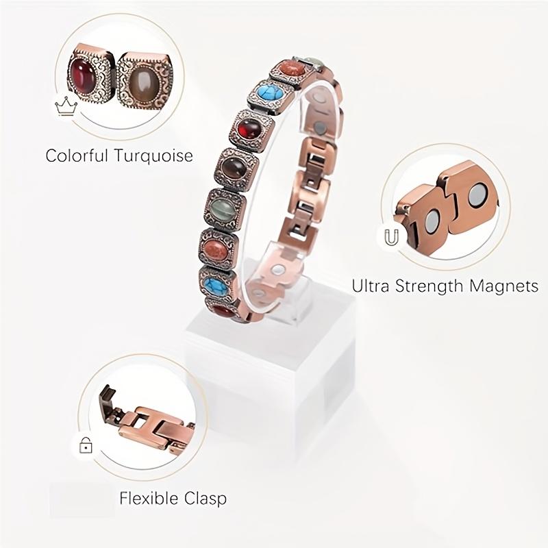Women's Colorful Stone Magnetic Bracelet with Adjustable Size Design, Fashionable and Personalized Bracelet, Versatile Jewelry Accessories