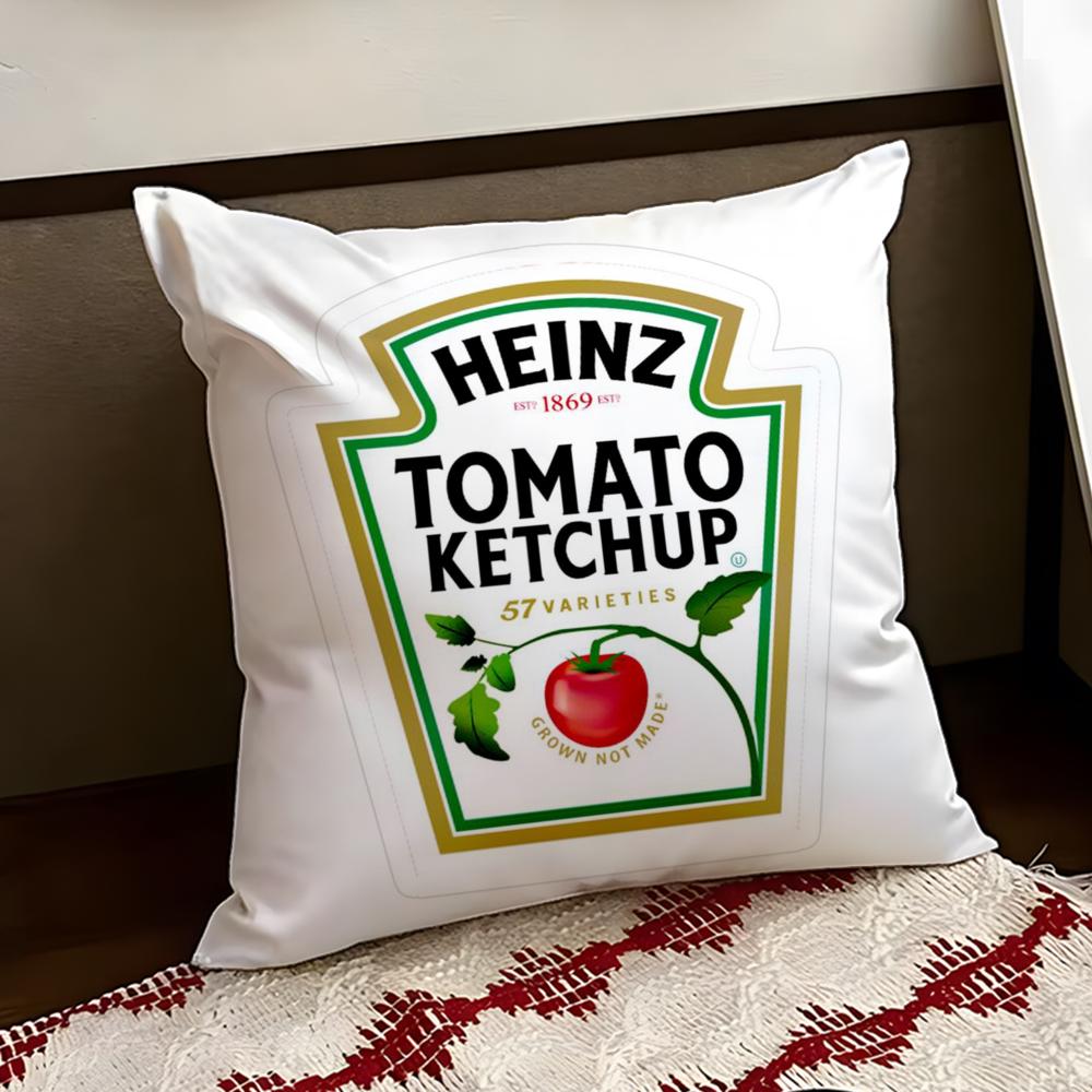Funny Ketchup Label Cushion Cover Reversible Soft Durable Pillow Cover Home Car MultiScene Use for Daily Comfort