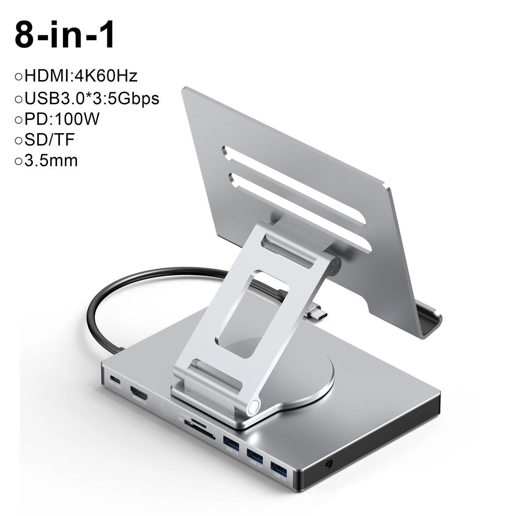 9 в 1 док-станция типа C, держатель планшета, USB C HUB 4K60Hz HDMI USB3.0 5 Гбит/с 1000 Мбит/с Ethernet, подставка для передачи данных для ПК, ноутбука