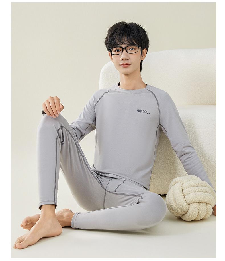 Мужской термобелье - Молодежный антибактериальный хлопково-шерстяной свитер и брюки для осени/зимы