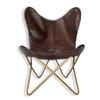 Comfortable Golden Fream Brown Leather Butterfly Armchair Fully Folding Hand Crafted Chair