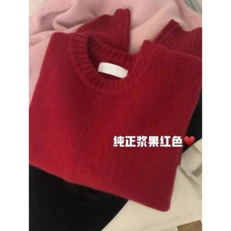 Raccoon fleece pullover sweater women's autumn and winter loose outer wear lazy wind soft waxy knitted sweater with bottom and inner top