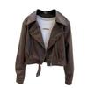 Кожаная куртка женская осенняя новая темпераментная лацканная маленькая мужская короткая куртка из искусственной кожи тонкая и универсальная