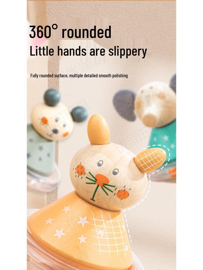 Деревянная пирамидка с мультяшными животными - Милая игрушка-неваляшка для малышей