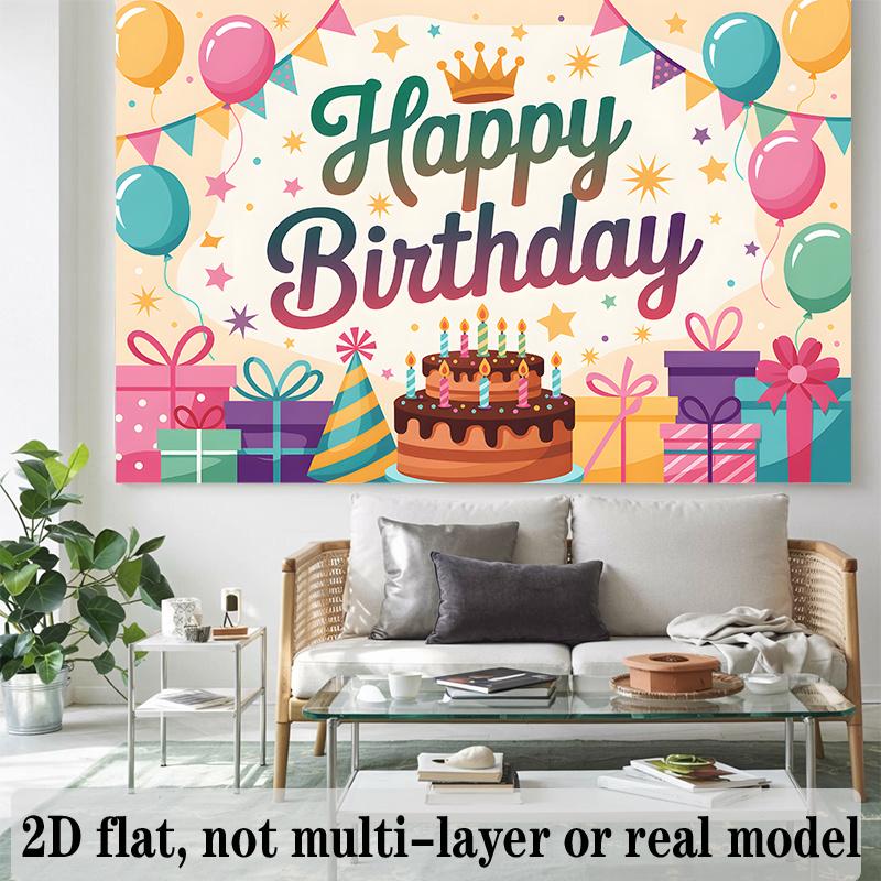 Party Backdrop Flat Text Hanging Event Photo Background Birthday Party Decor