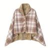 Soft Blanket Wearable Shawl Throw Wrap Doublelayer Plaid Shawl Winter Lady Multifunction Scarf Tartan Warm Blankets for Winter
