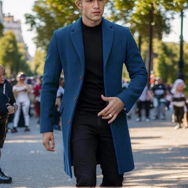 Шерстяное пальто Мужское пальто Японское и корейское однобортное шерстяное пальто