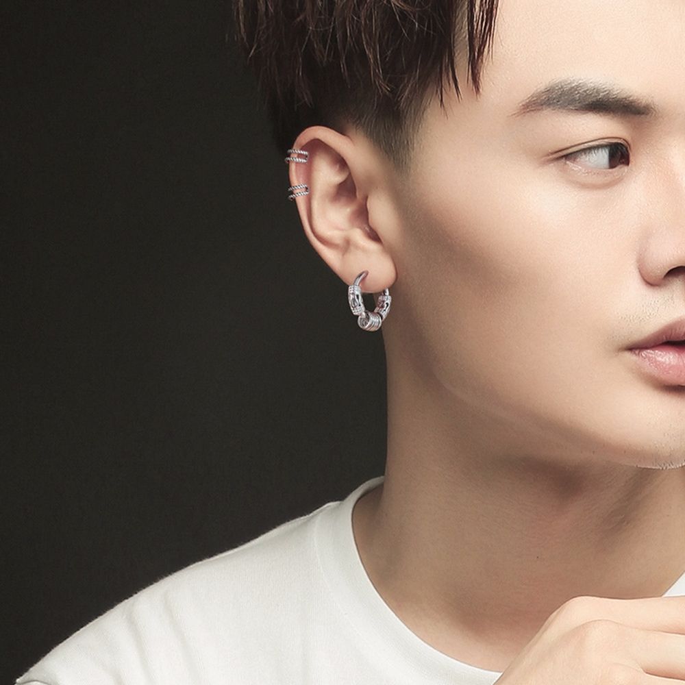 Круглые серьги из нержавеющей стали в корейском стиле, круглые серьги-гвоздики с рисунком дракона, мужские серьги-кольца