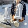 Утепленные флисовые спортивные штаны, мужские свободные спортивные штаны американского модного бренда, теплые повседневные прямые брюки-клеш, одна единица для зимней распродажи