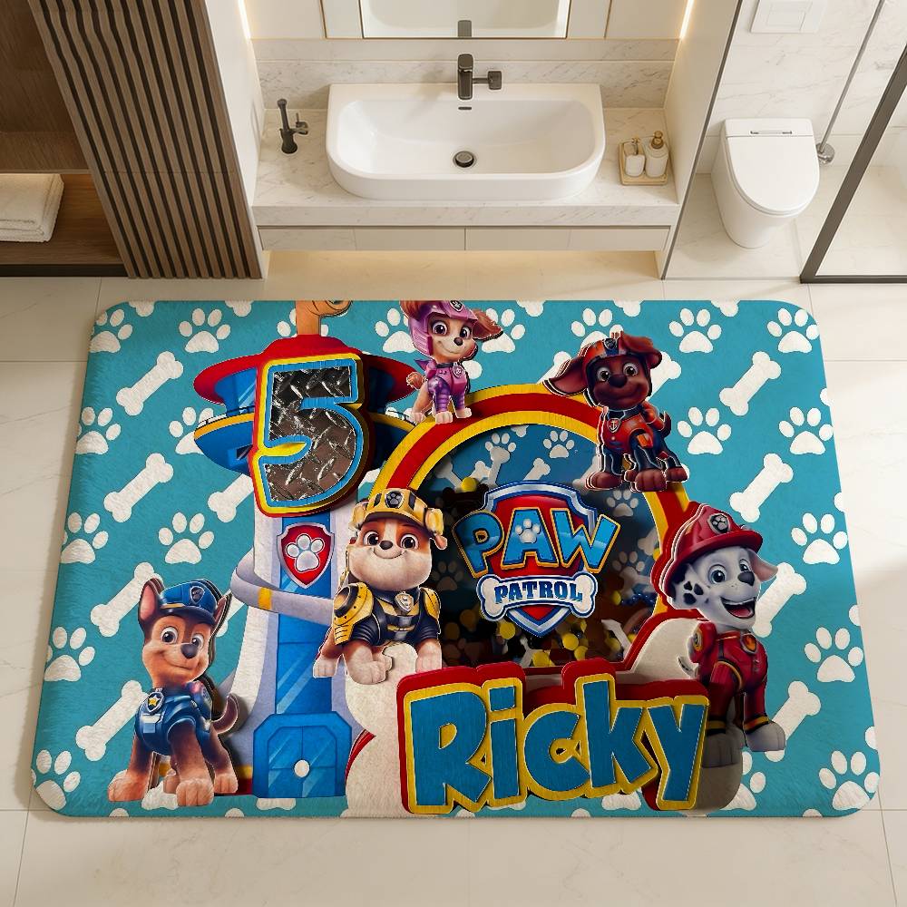 P Paw Cartoon Animal P Patrols Floor Mat Kids Room Bedroom Decoration Balcony Anti Slip Doormat Living Room Welcome Rug