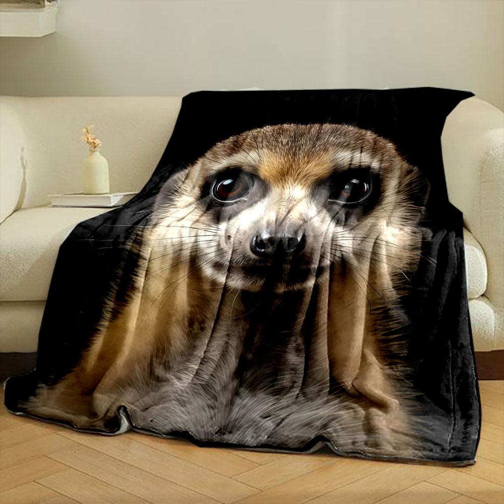 Cute Meerkat Portrait Blanket bedroom Blanket for Livingroom Couch lunch break Soft throw for Friend's festival Gift