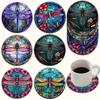 6 Piece Set of Dragonfly Art Coaster Set Non-slip Heat Resistant Perfect Choice for Home Decoration and Gifts