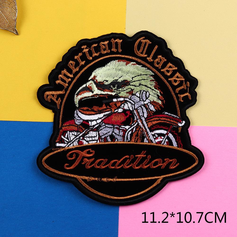 Мужская кожаная куртка в стиле панк для мотоцикла с вышитыми нашивками своими руками - дизайн с изображением орла и черепа