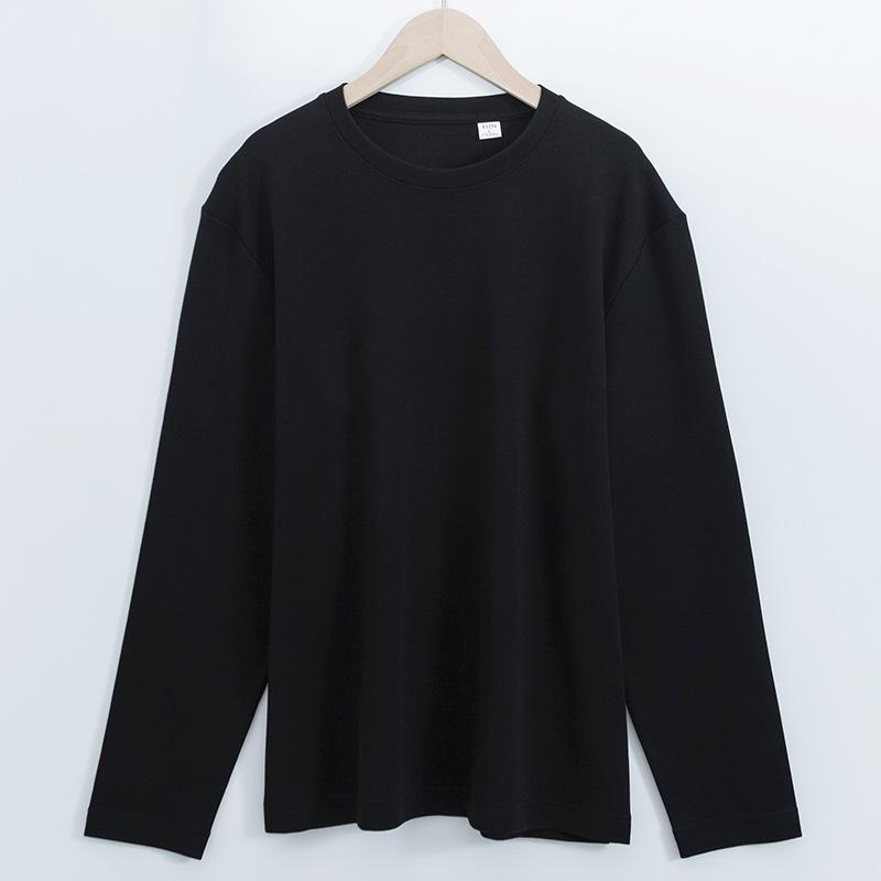 Новая двухсторонняя футболка Xinjiang Cotton Air Layer 230g Базовая рубашка с длинными рукавами для женщин без глажки Футболка с круглым вырезом для мужчин