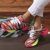 Кроссовки большого размера, красочные полосатые на шнуровке, с круглым носком, спортивные одинарные туфли, кроссовки с радужной подошвой