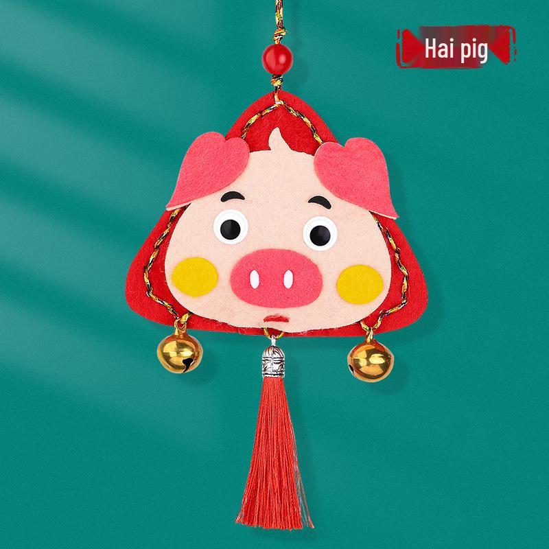 Handmade DIY Zongzi Sachet: Dragon Boat Festival Mugwort & Twelve Zodiac Animal Neck Pendants for Kids