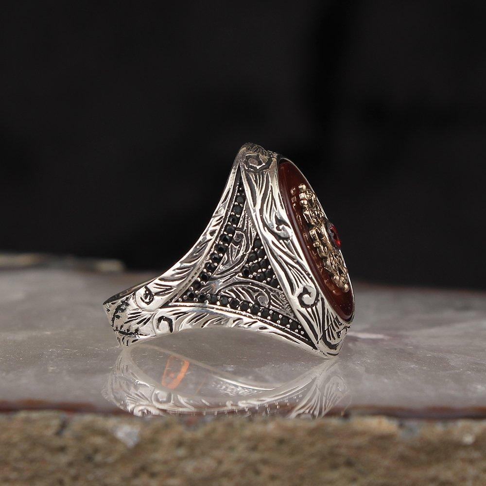 Калем Ишчиликли Акик Ташлы 925 Аяр Гюмуш Эркек Юзюк