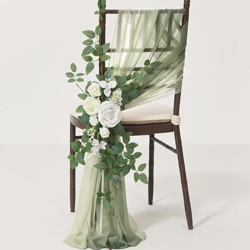 2 комплекта украшений для стульев на свадьбу, церковная скамья, искусственные цветы, зелень, гирлянды, скамья, церемония, прием, цветочный искусственный фон, роза, вечеринка на открытом воздухе
