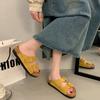 Fashion and Lightweight One-word Heightening Thick-soled Slippers for Women's Summer Wear 2025 New High-end Popular Versatile Cool Slippers