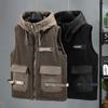 Мужской зимний теплый жилет с капюшоном, без рукавов, свободный жилет большого размера, утолщенная куртка с внутренней застежкой