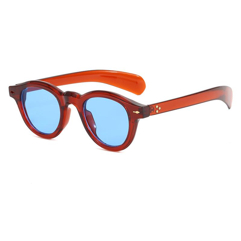 High Quality Candy Color Small Round Sun Glasses Women Retro Clear Ocean Lens Shades UV400 Men Rivets Punk Sun Glasses