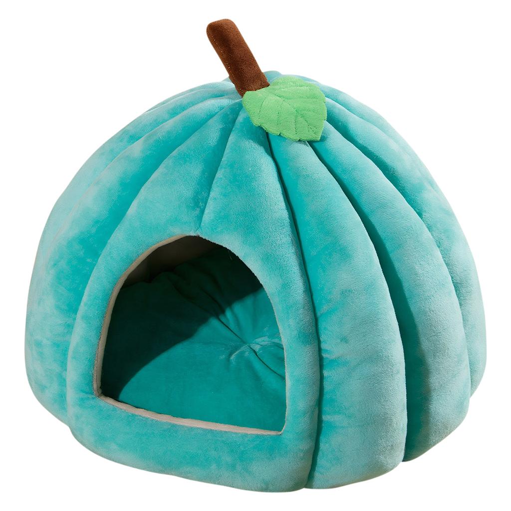 Cozy Semi-enclosed Pumpkin Cat Bed Warm Plush Cave House Washable Cushion Non-slip Small Dog Halloween