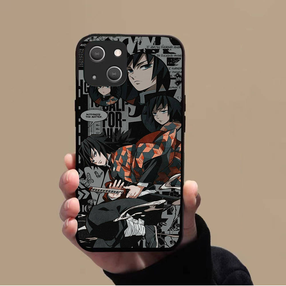 KK-10 Demon Slayer Soft Black Case for iPhone XR 14 15 11 12 13 6 7 8 X XS Pro Max Samsung S22 S23 S21 S24 FE Ultra S8 Plus
