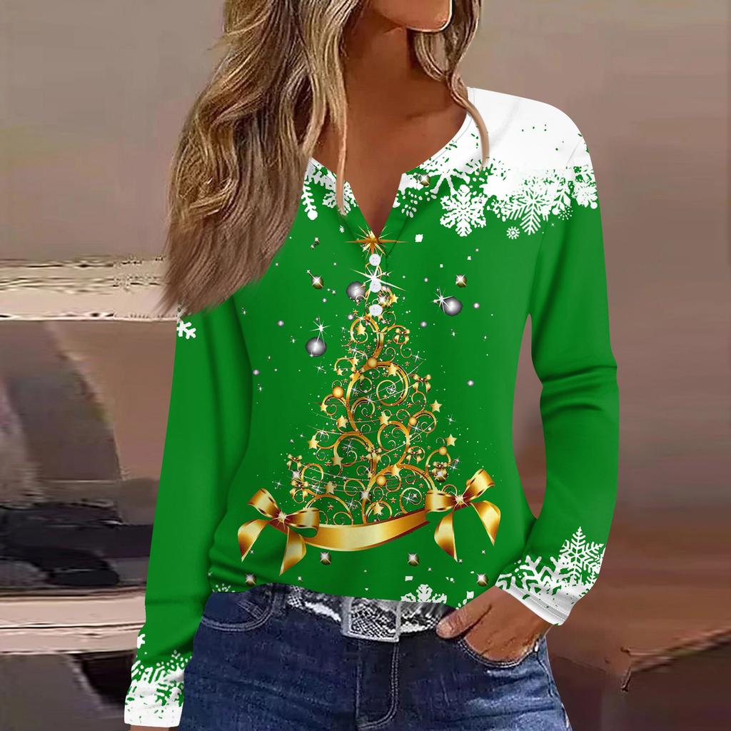 Women's Fashion Casual Floral Print V Neck Long Sleeved Button Up T Shirt Top Long Sleeved Top