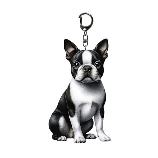 Acrylic Keychain 2D Dog Shape Fine Craftsmanship Keyring Decorative Backpack Handbag Phone Car Pendant