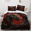 Flame Dragon Duvet Cover Set, Kids Boys Games Flame Wild Animal Comforter Cover and Pillow Cases for Adults Kids Bedroom Decor