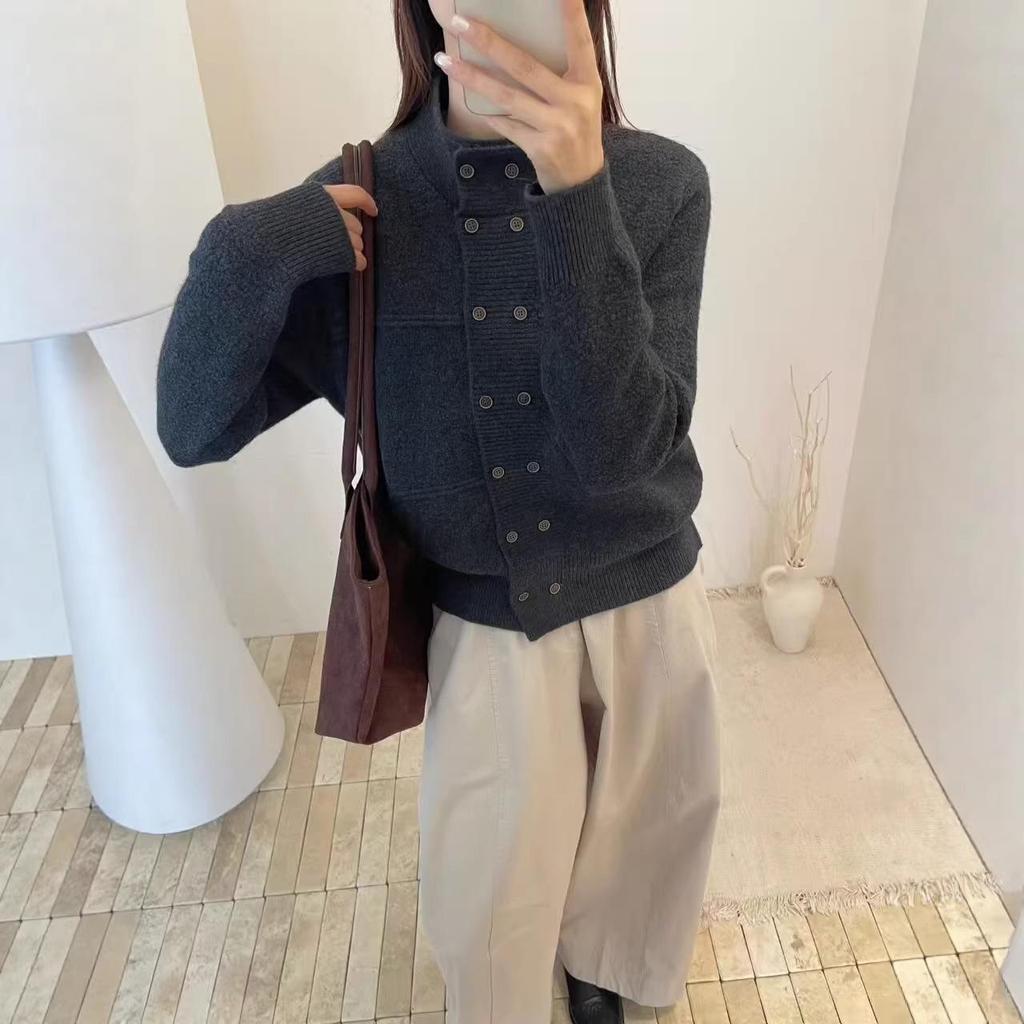 Women's Winter Japanese Style Loose Double-Breasted Knit Cardigan