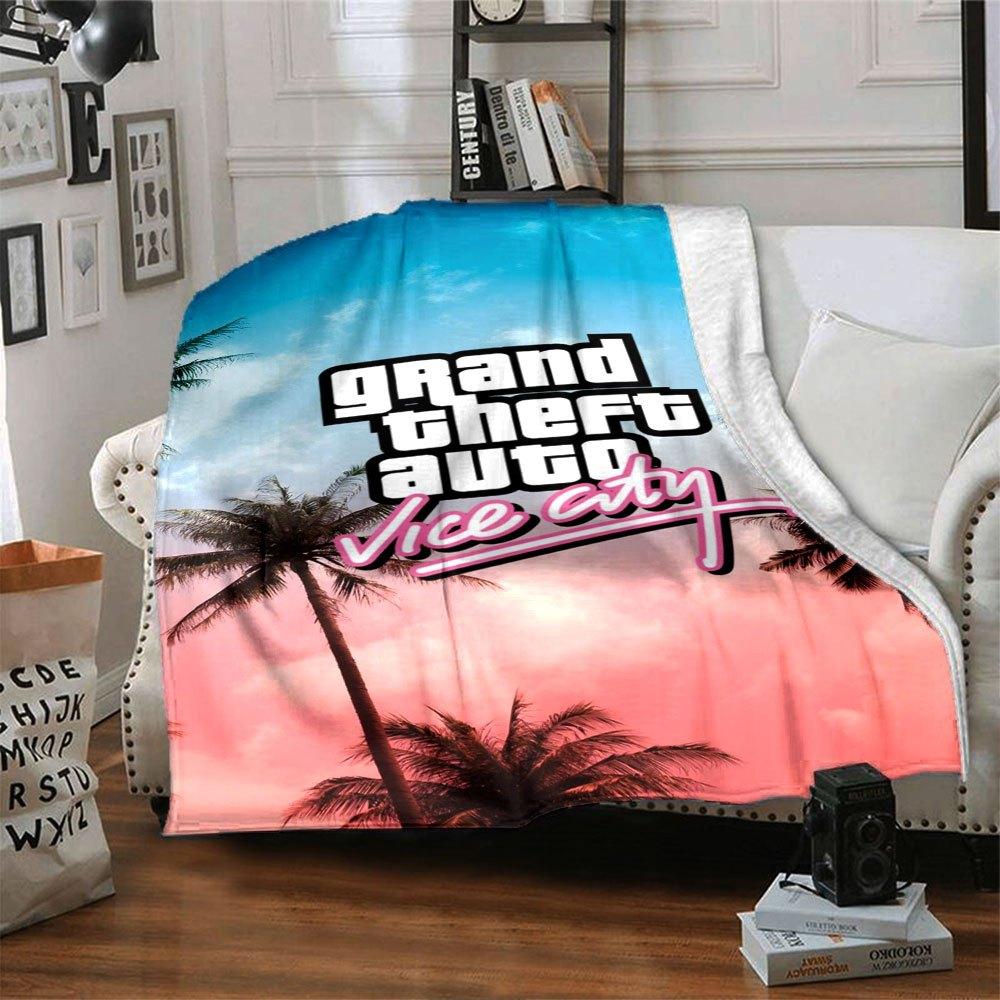 1pc Grand Theft Auto Soft Flannel Blanket with Designer Print - A cozy blanket for all seasons, perfect for the couch, bed, officeB30